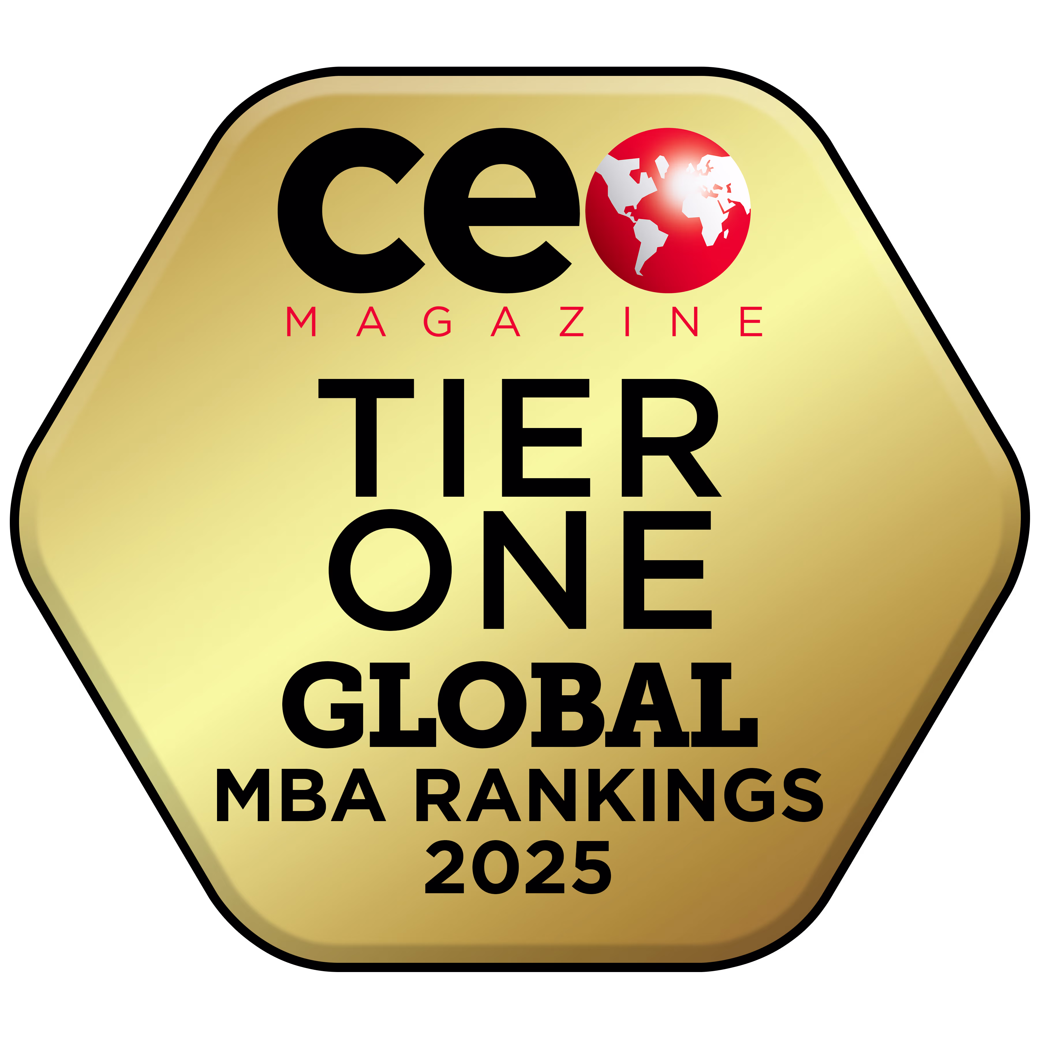 CEO Magazine's golden badge awarded to tier one MBA programs