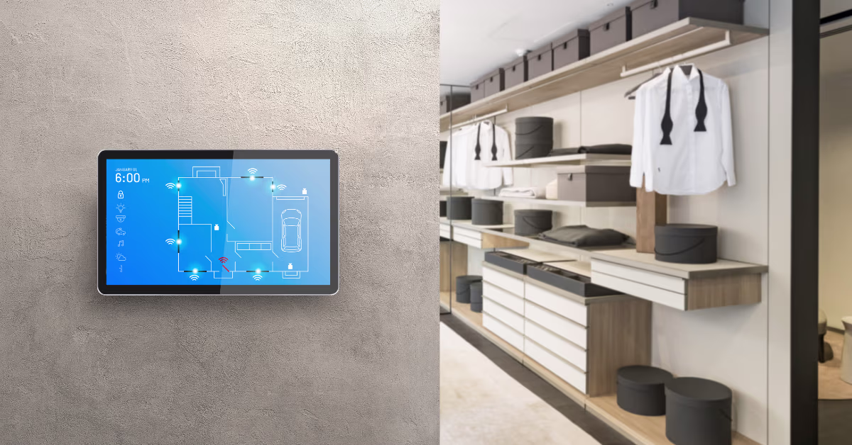 smart home panel with closet in the background