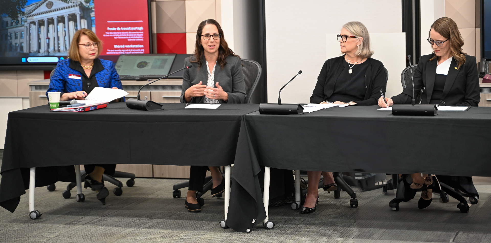 Alia Tayyeb speaks on a panel at Telfer’s Executive Campus during the conclusion of the Executive Security & Intelligence Leadership Certificate.