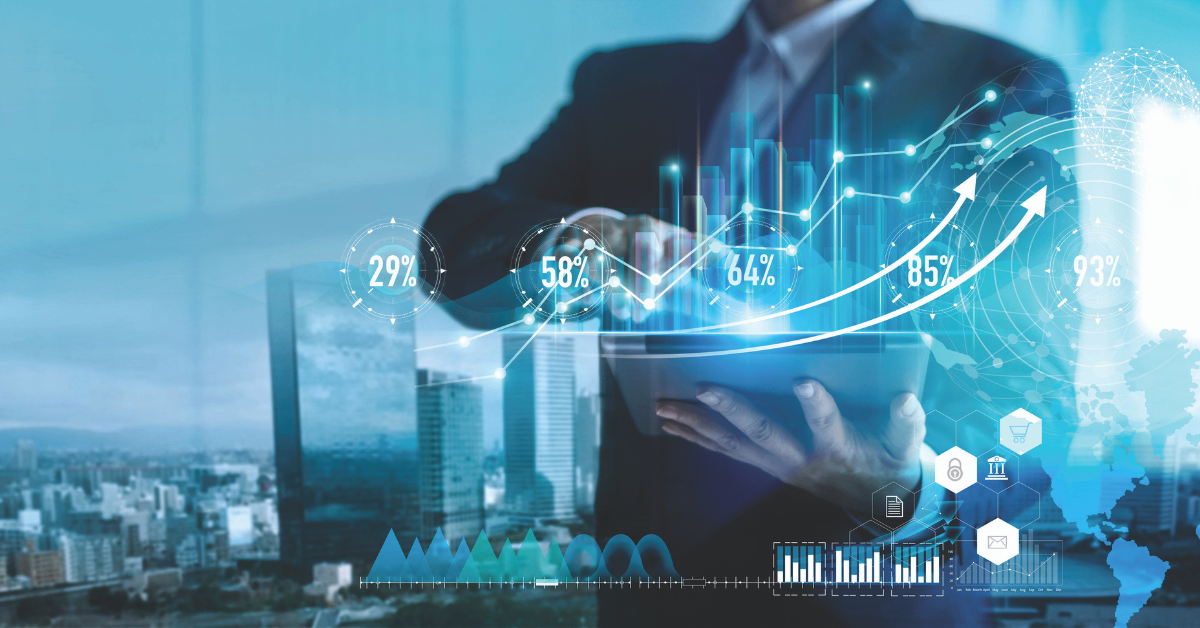 man showing customer data