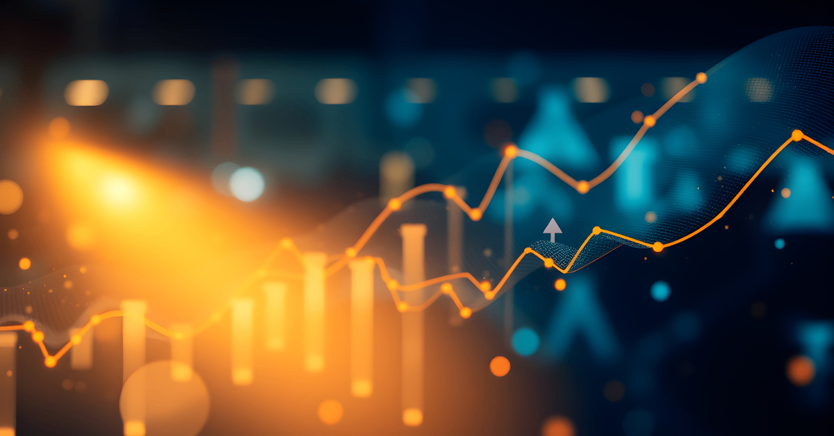 Graph of stocks increasing over time