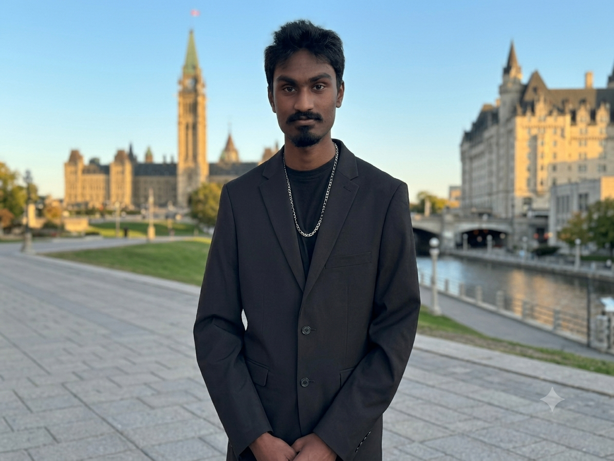 Abishan debout à l’extérieur.