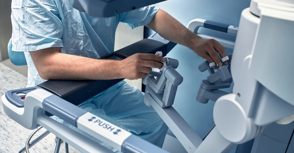 doctor using AI powered device to operate on a patient