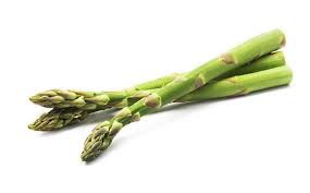 3 asparagus on a white background.