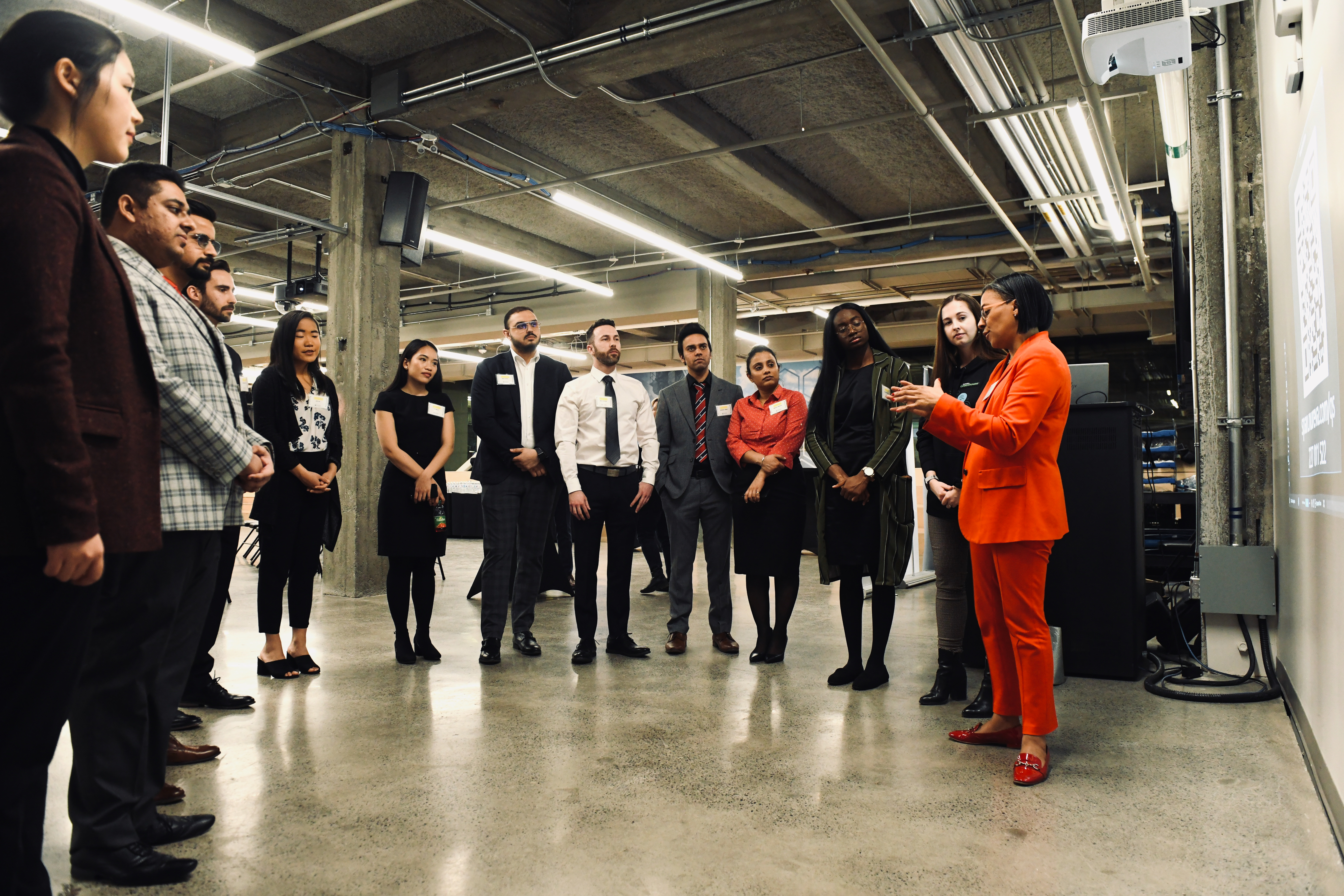 A group of employees in a meeting