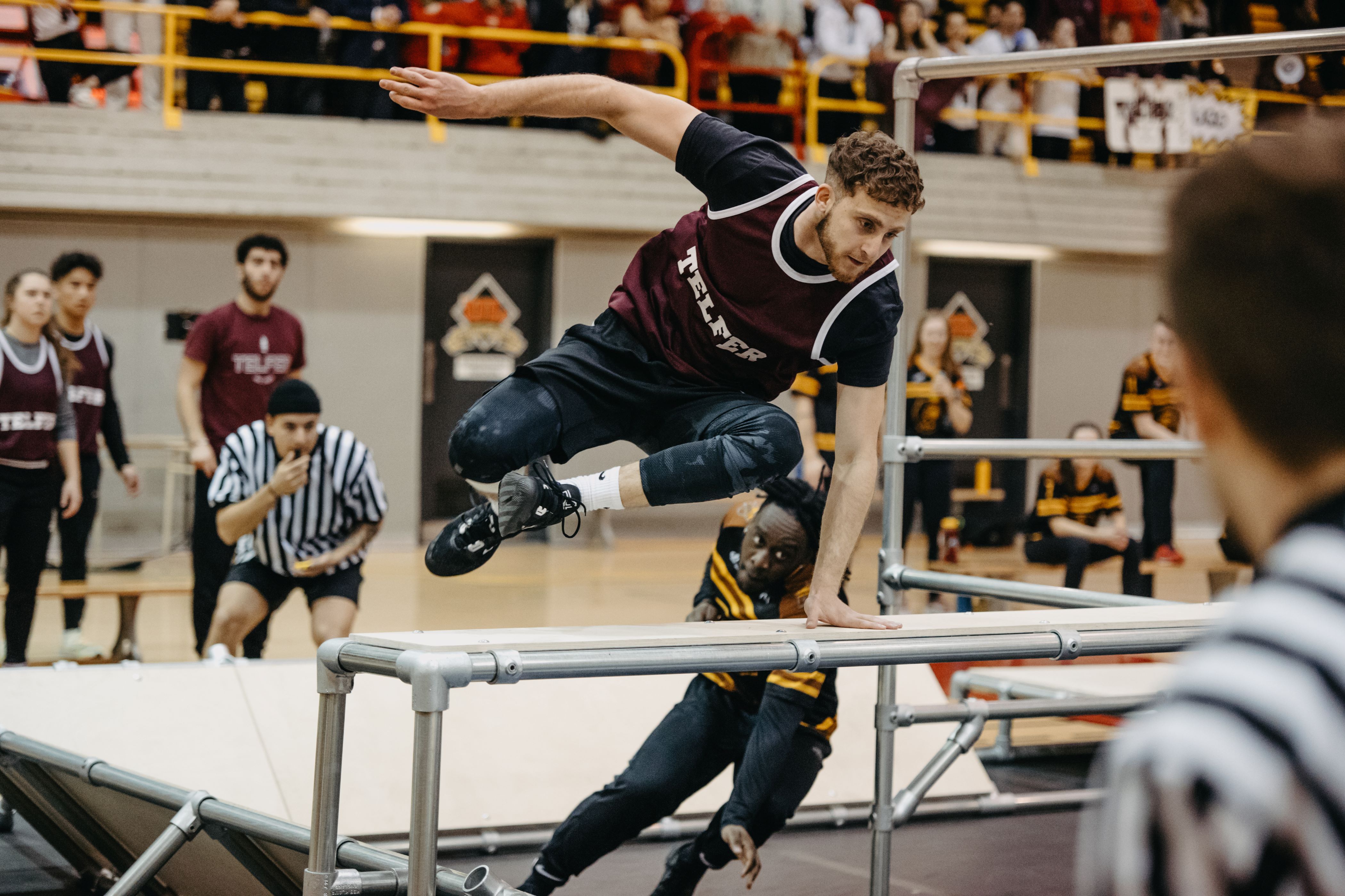 A Telfer student competing in the sports category of a business case competition.