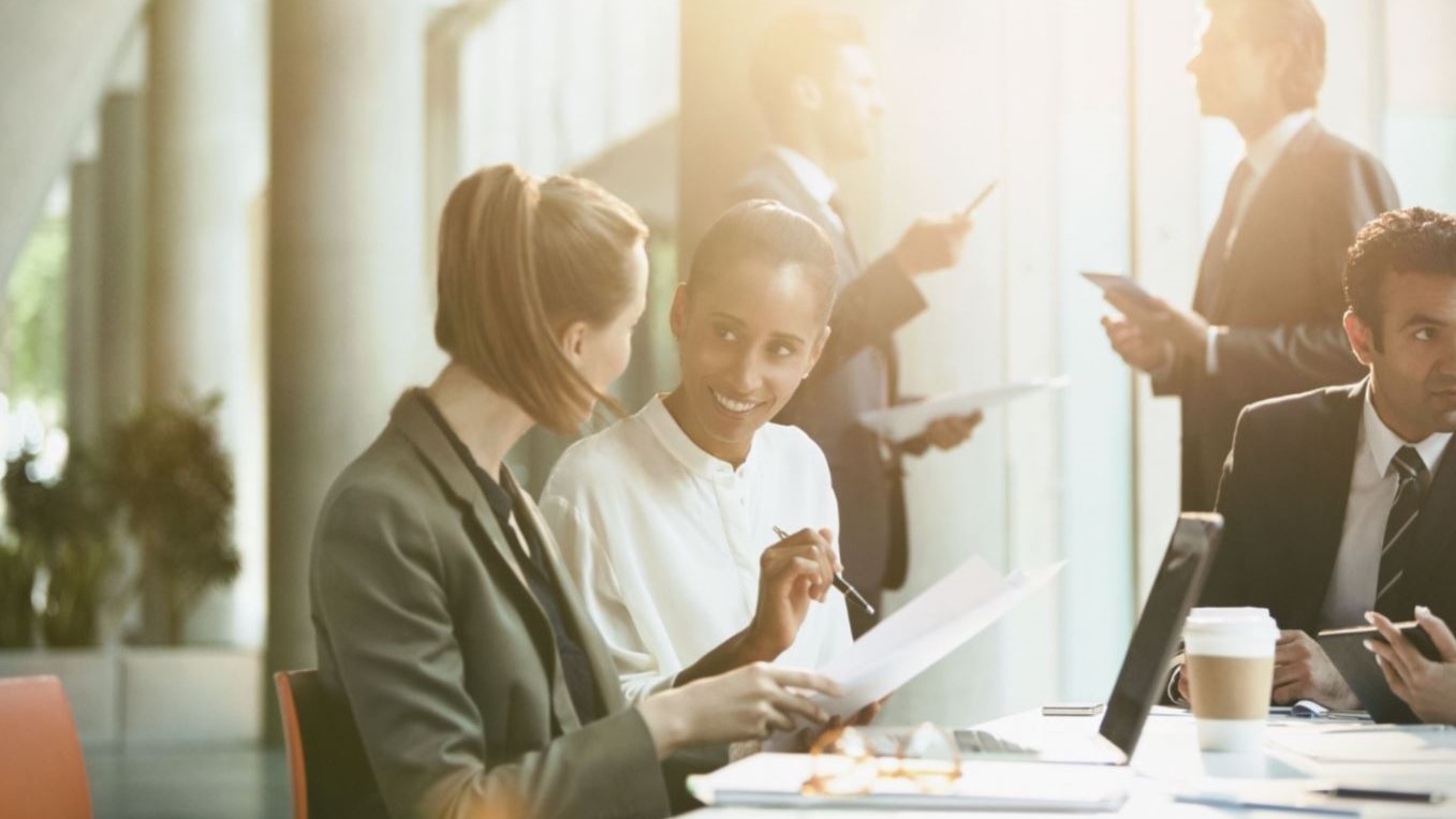 business people talking together
