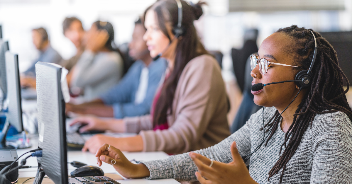 Customer service employee working at desk