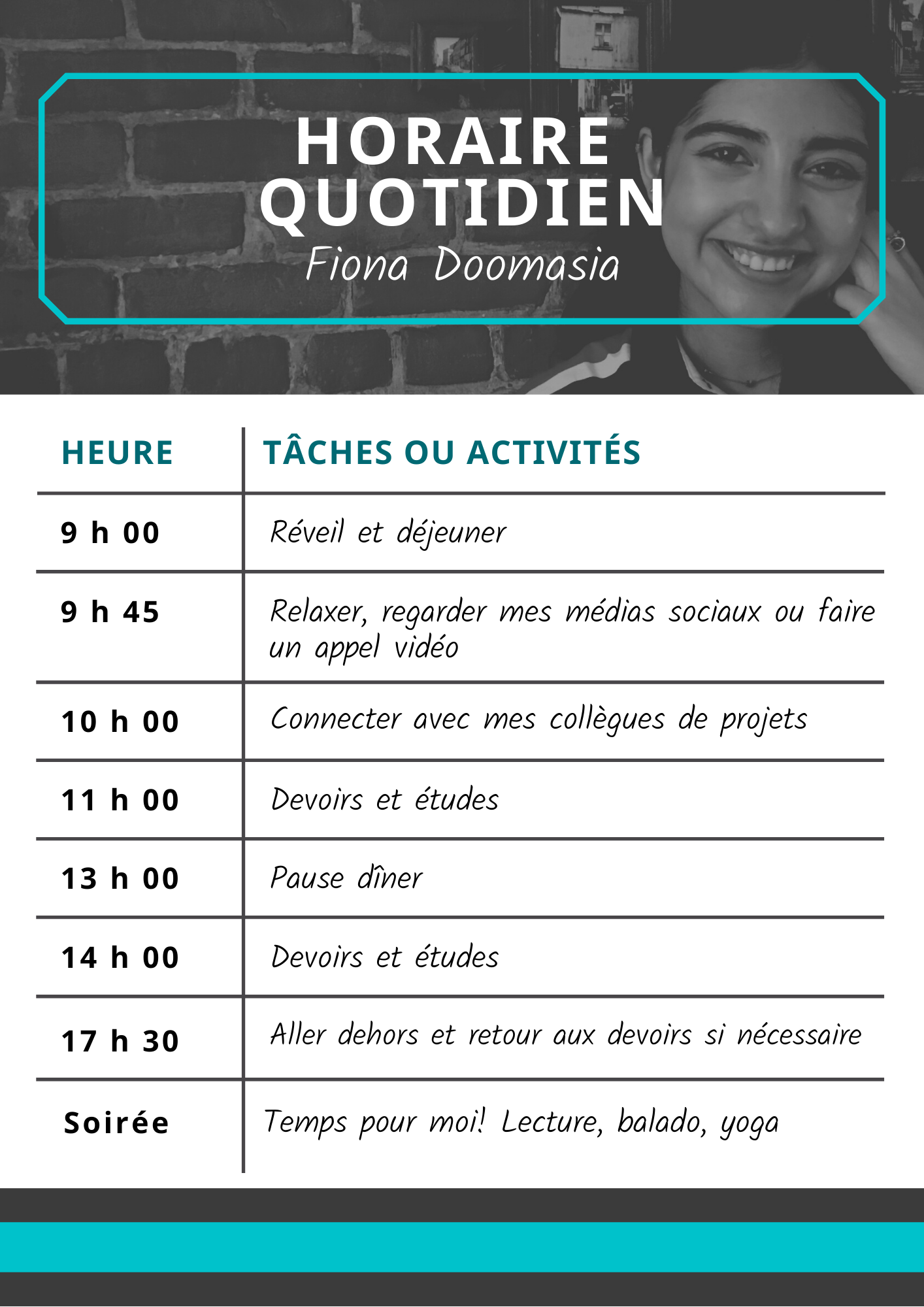 Daily Schedule breakdown