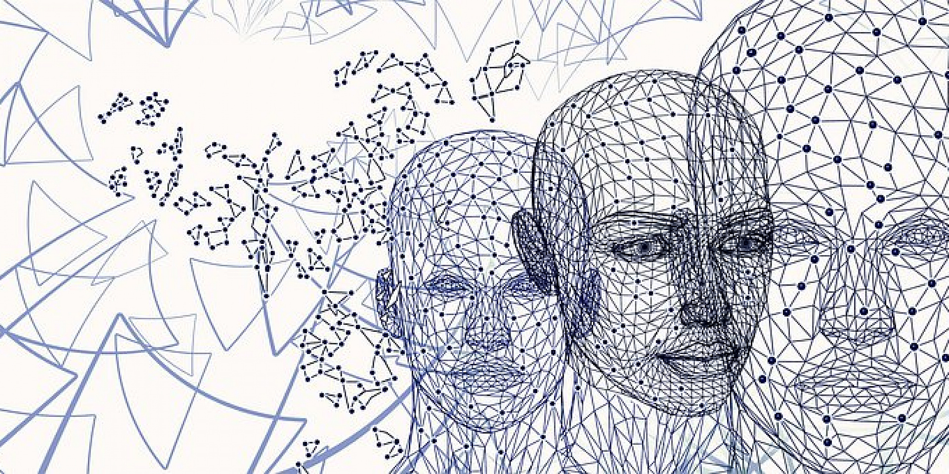 Illustration of human faces created by connecting fibers.