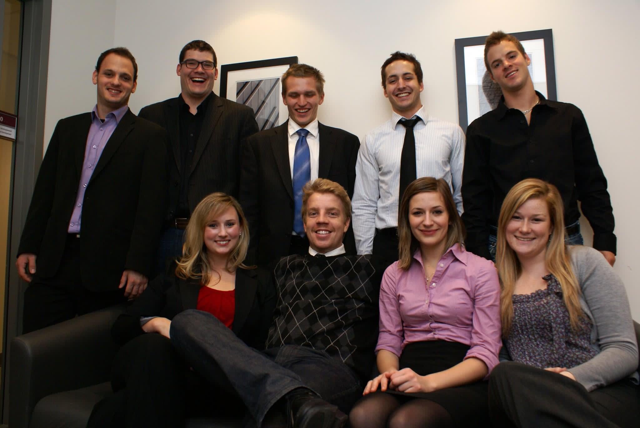 A handful of students, including Micheal and Chris Weatherhead, pose for a photo.