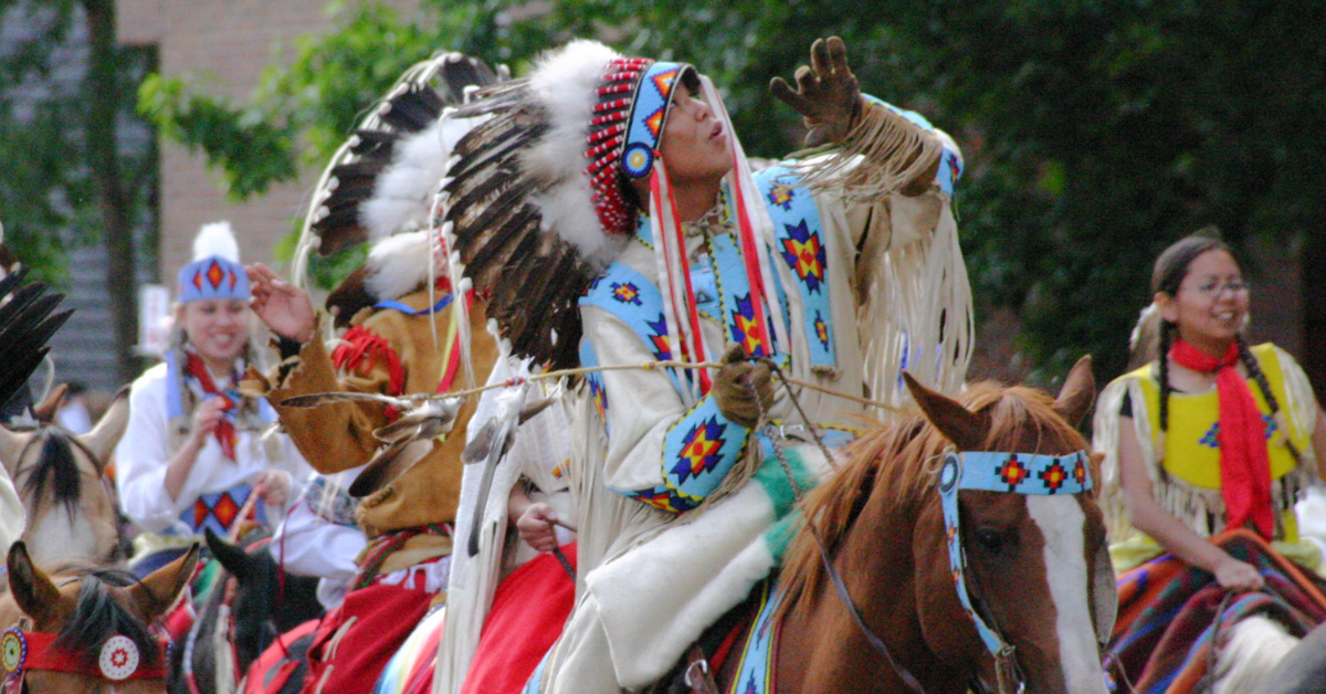 Indigenous leaders on horseback