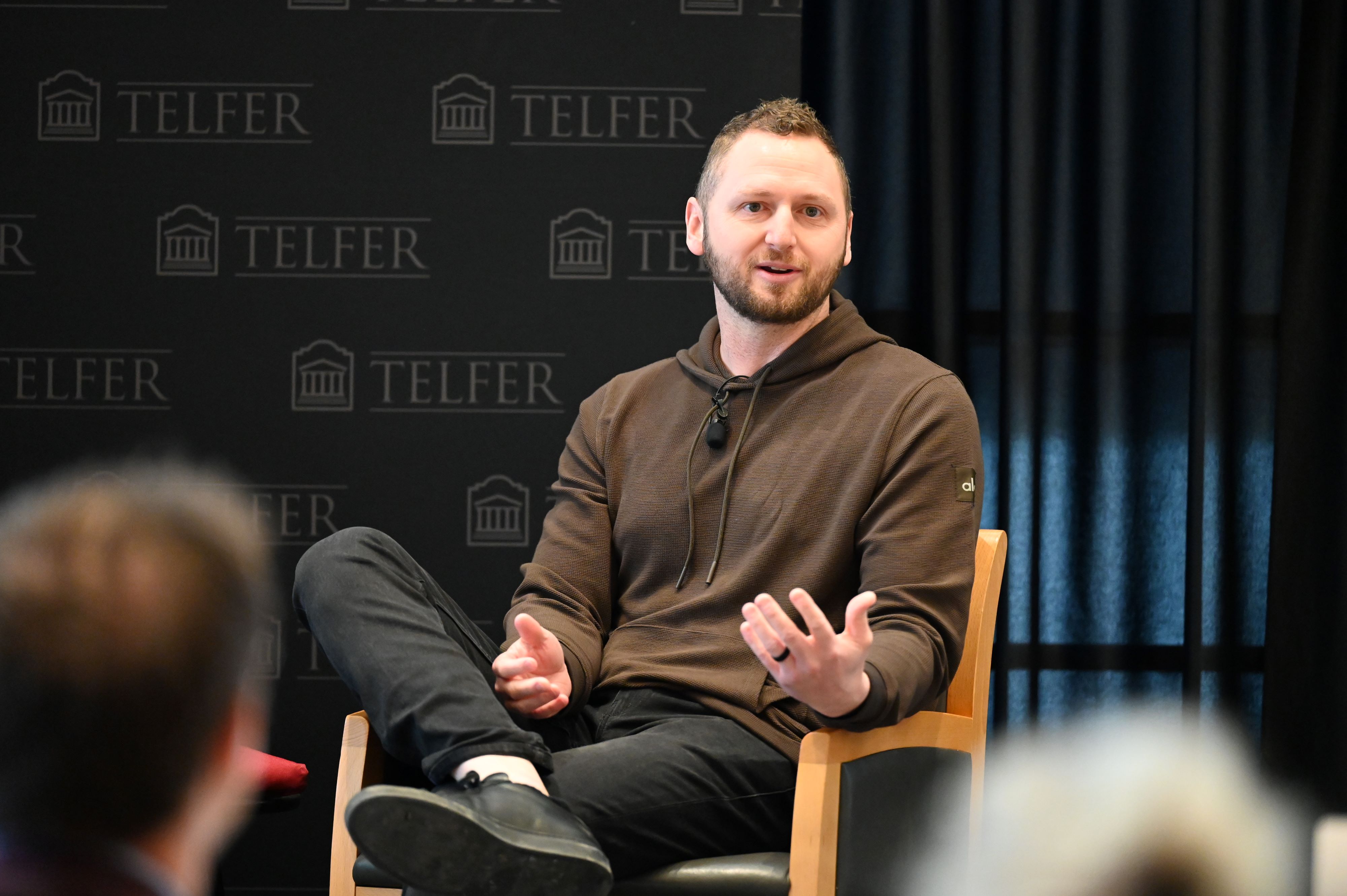 Kyle Braatz answering a question during the CEO of the Year Breakfast