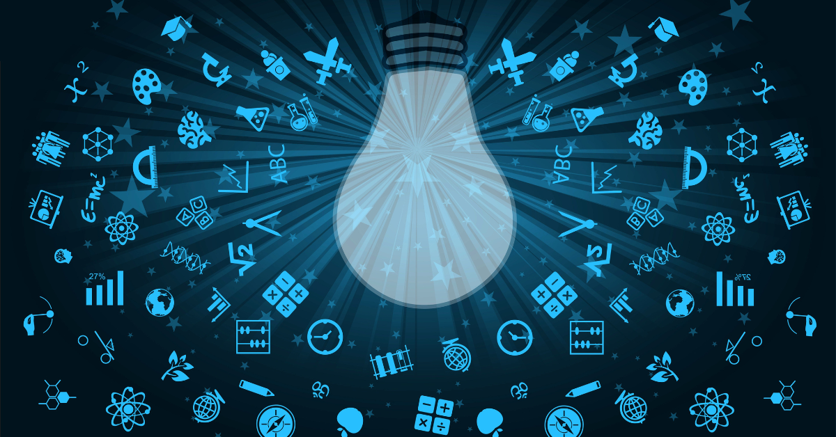 Lightbulb with small designs surrounding it