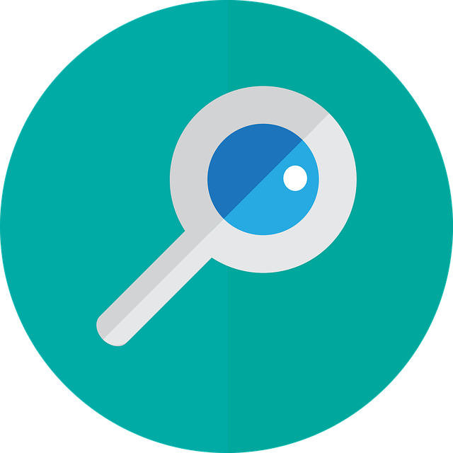 Magnifying glass on a teal background