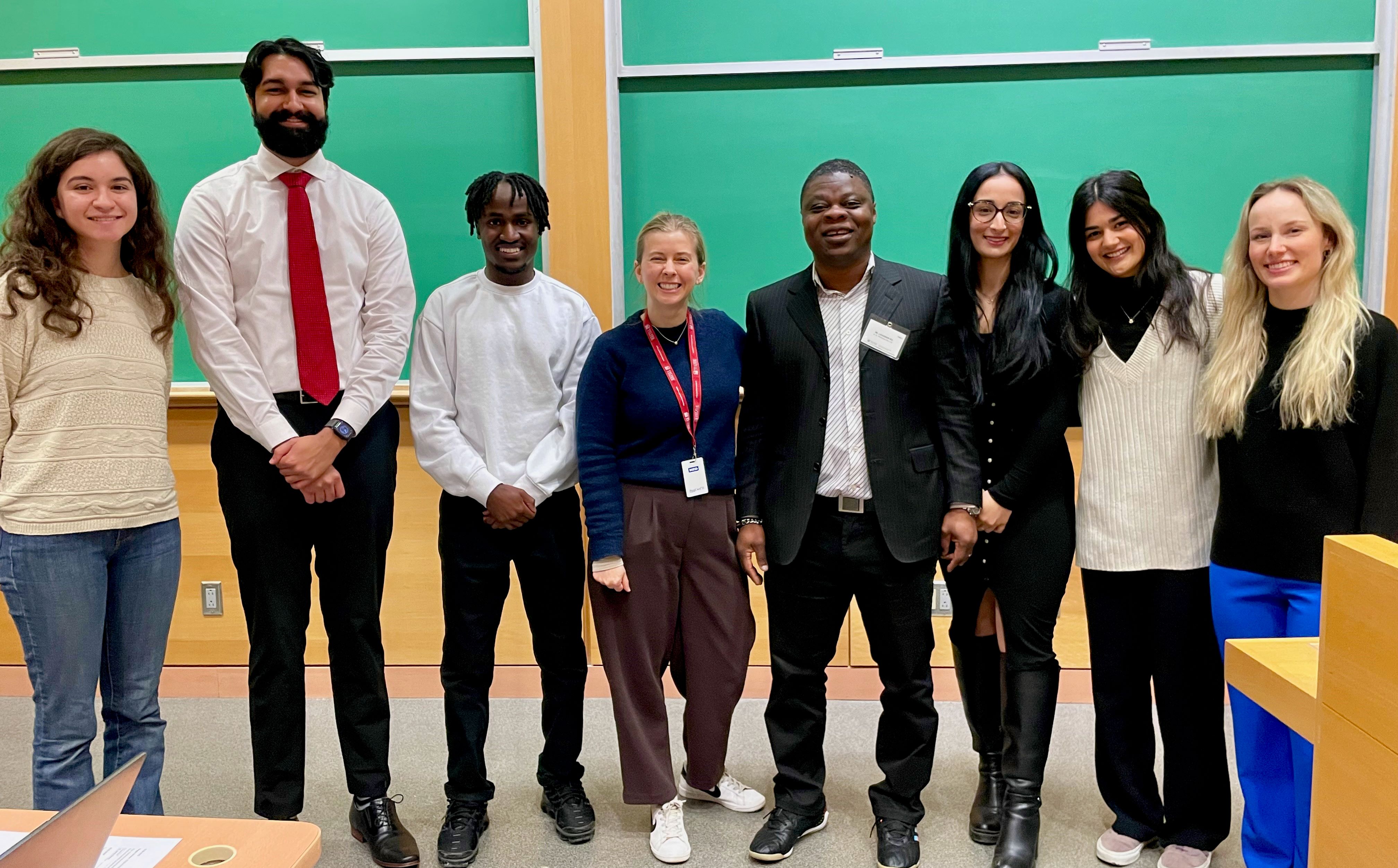 MSC HS post-internship presenters with Laura Steadman and Professor Lavagnon Ika