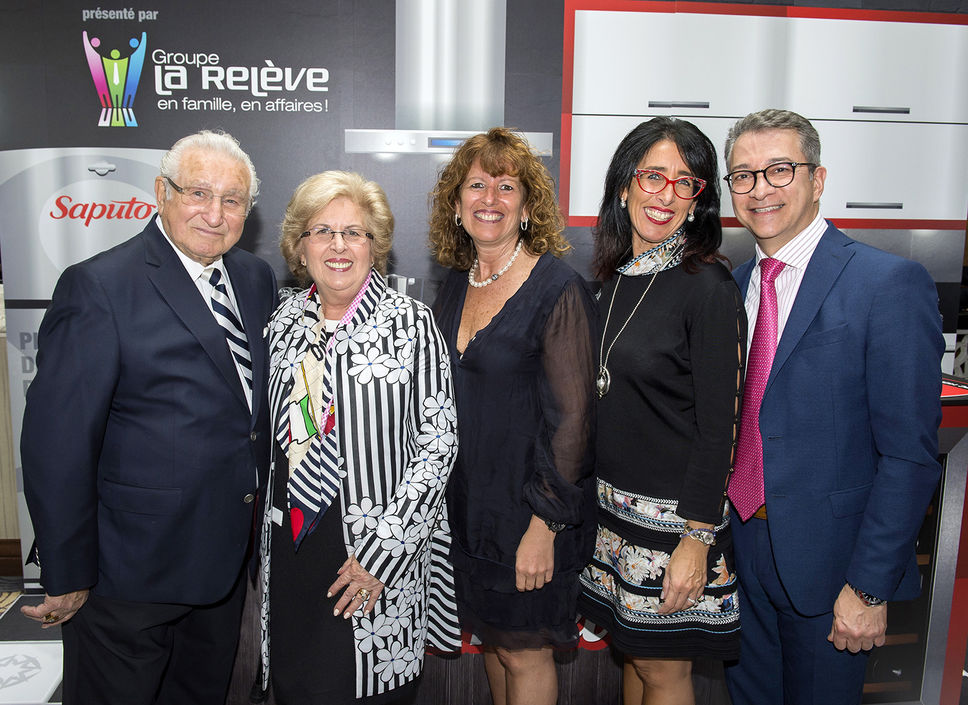 Patricia Saputo with members of her family after speaking at an annual event in Montreal, 2017.