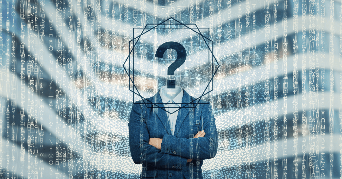 Point d'interrogation devant le visage d'un homme