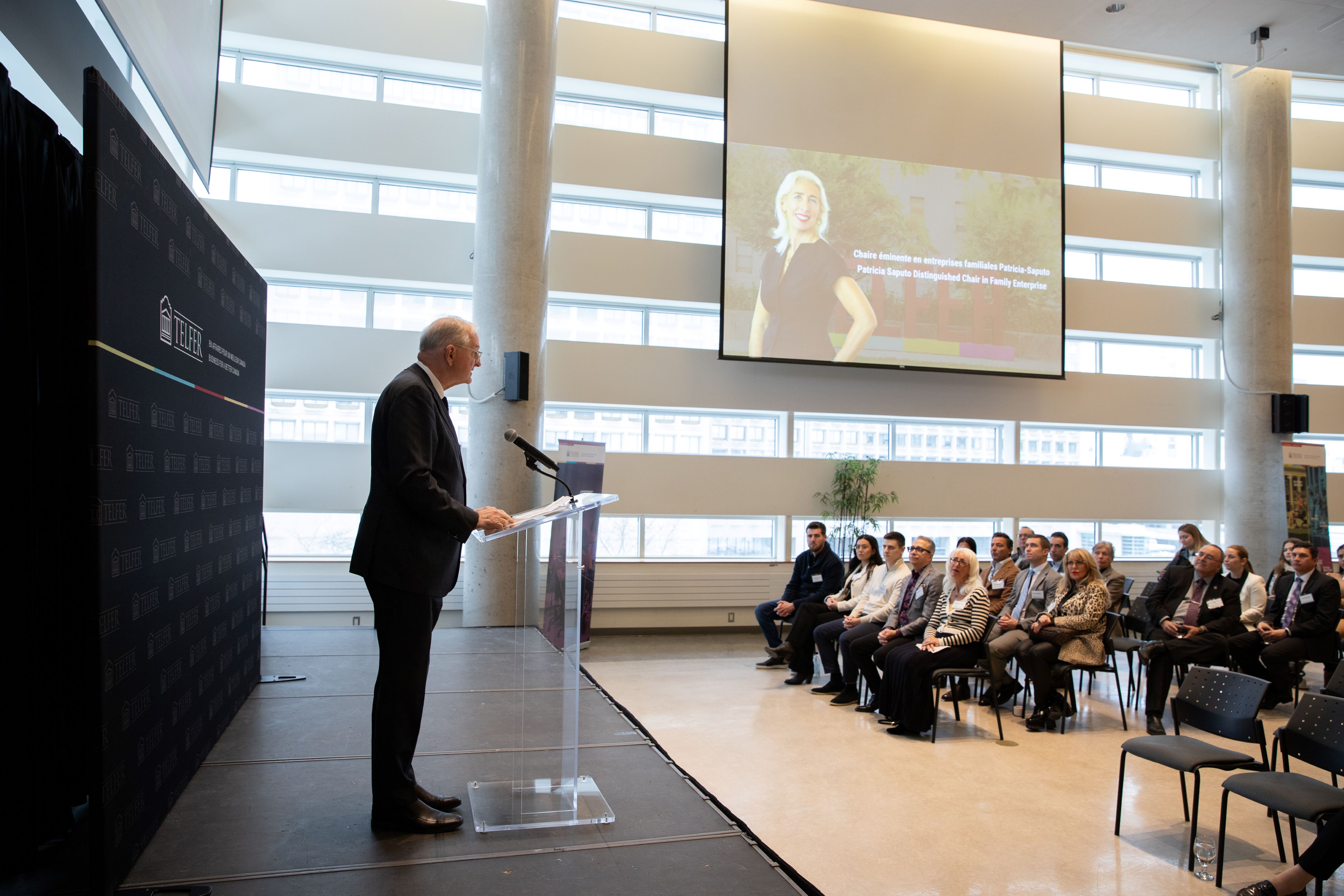 President and Vice-Chancellor Jacques Frémont speaking during a donor recognition event.