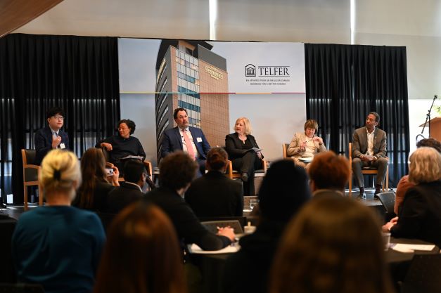 Stéphane Brutus, Lisa Raitt, Robert Asselin, Justine Hendricks, Eugene Lee, Anne McLellan speaking during 2023 Better Canada Youth Forum