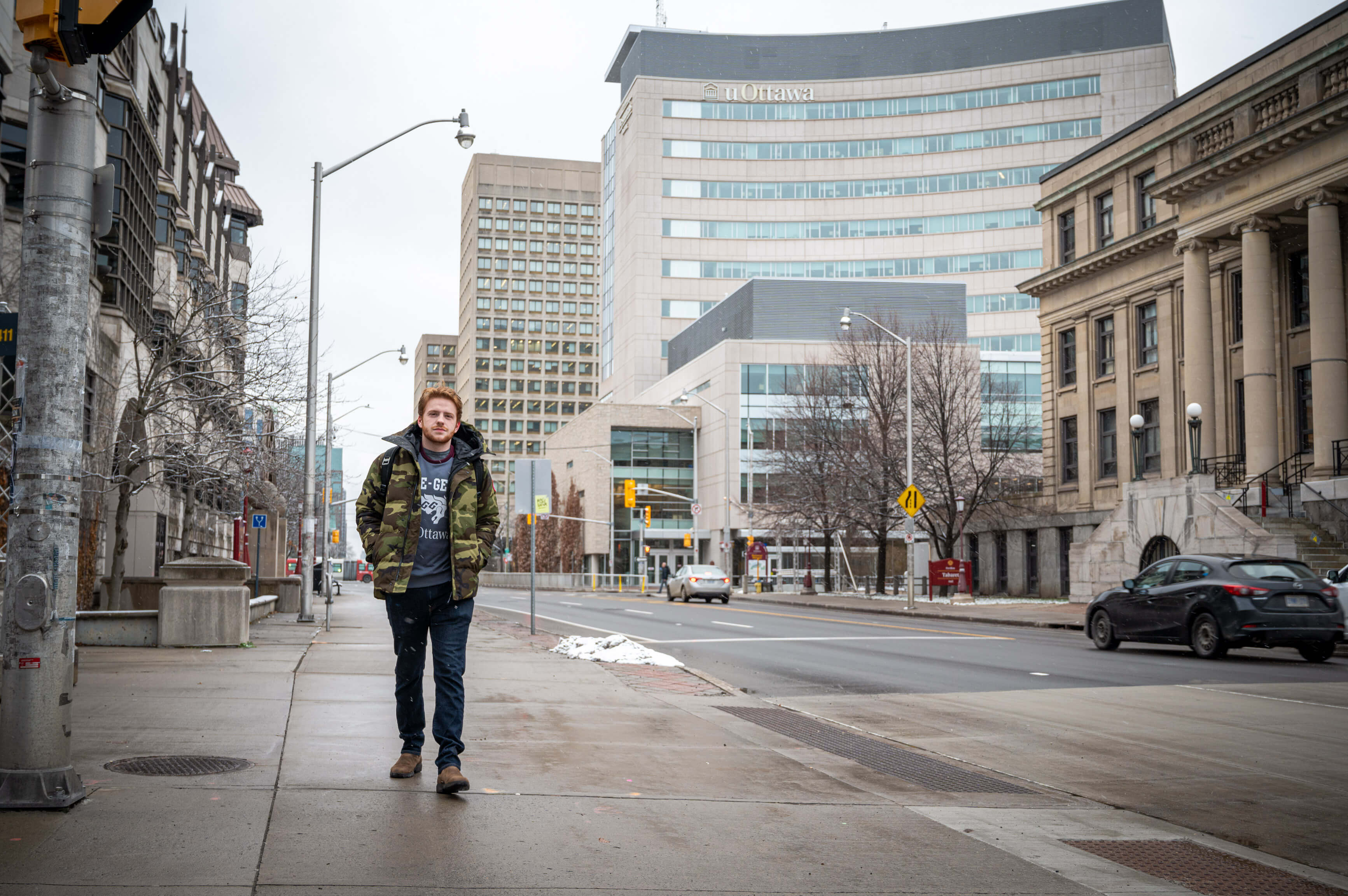 Student exploring the University of Ottawa campus