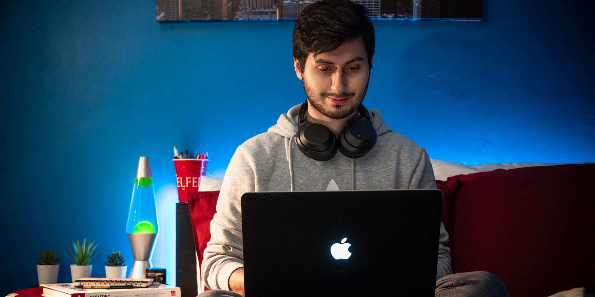 Telfer student studying from home on laptop