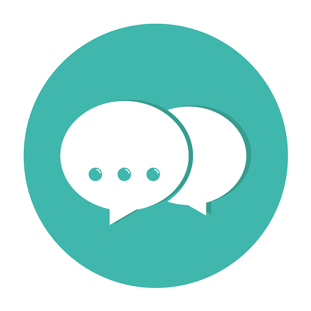 Two speech bubbles on a teal background