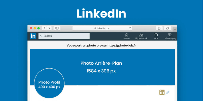 Une affiche qui montre les dimensions idéales pour les photos et bannières sur LinkedIn